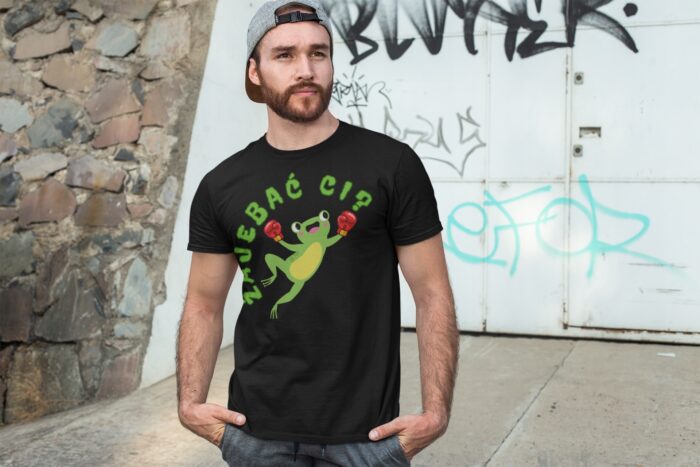 Koszulka T-SHIRT NA PREZENT z śmiesznym nadrukiem ŻAJEBAĆ CI? CZARNA - obrazek 5
