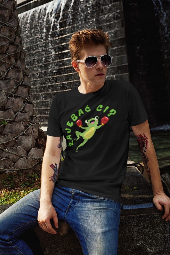 Koszulka T-SHIRT NA PREZENT z śmiesznym nadrukiem ŻAJEBAĆ CI? CZARNA - obrazek 3