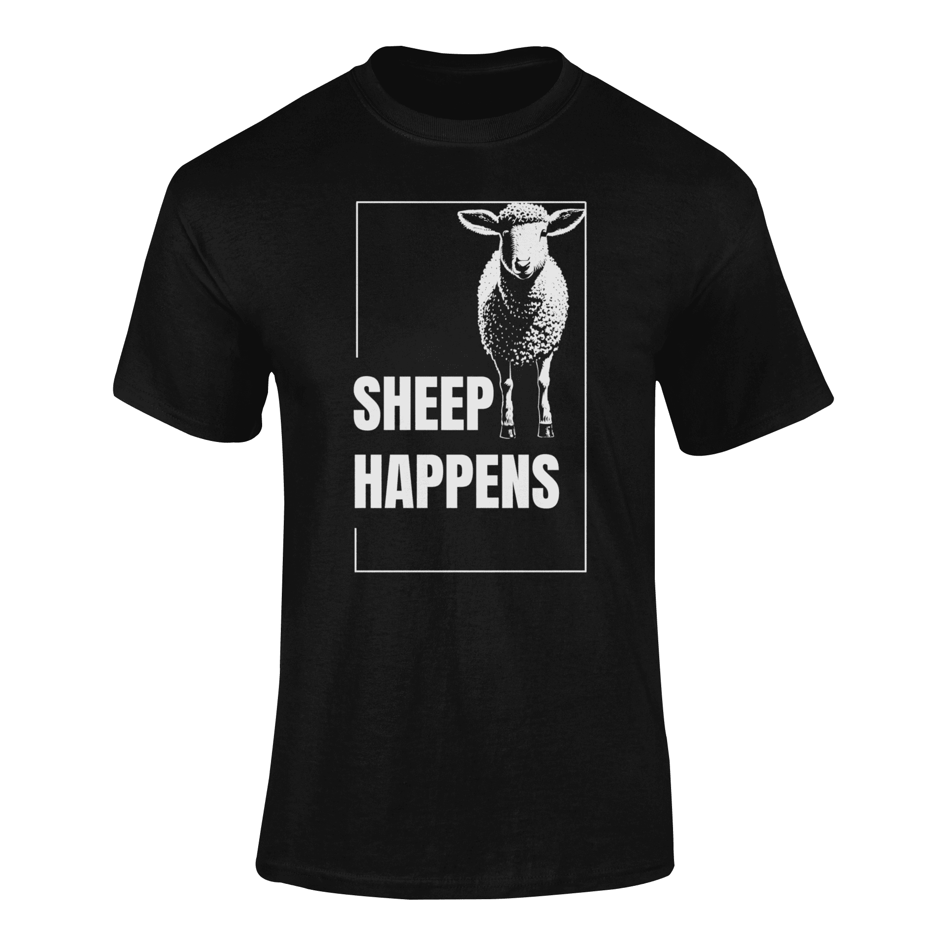 mockup-of-a-ghosted-t-shirt-against-a-customizable-background-41343-r-el2 (78) SHEEP HAPPENS- koszulka z nadrukiem - obrazek 1