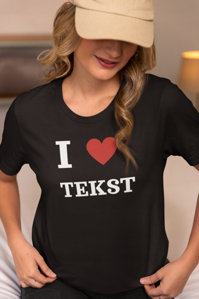 I LOVE+ TWÓJ TEKST- koszulka z nadrukiem - obrazek 3