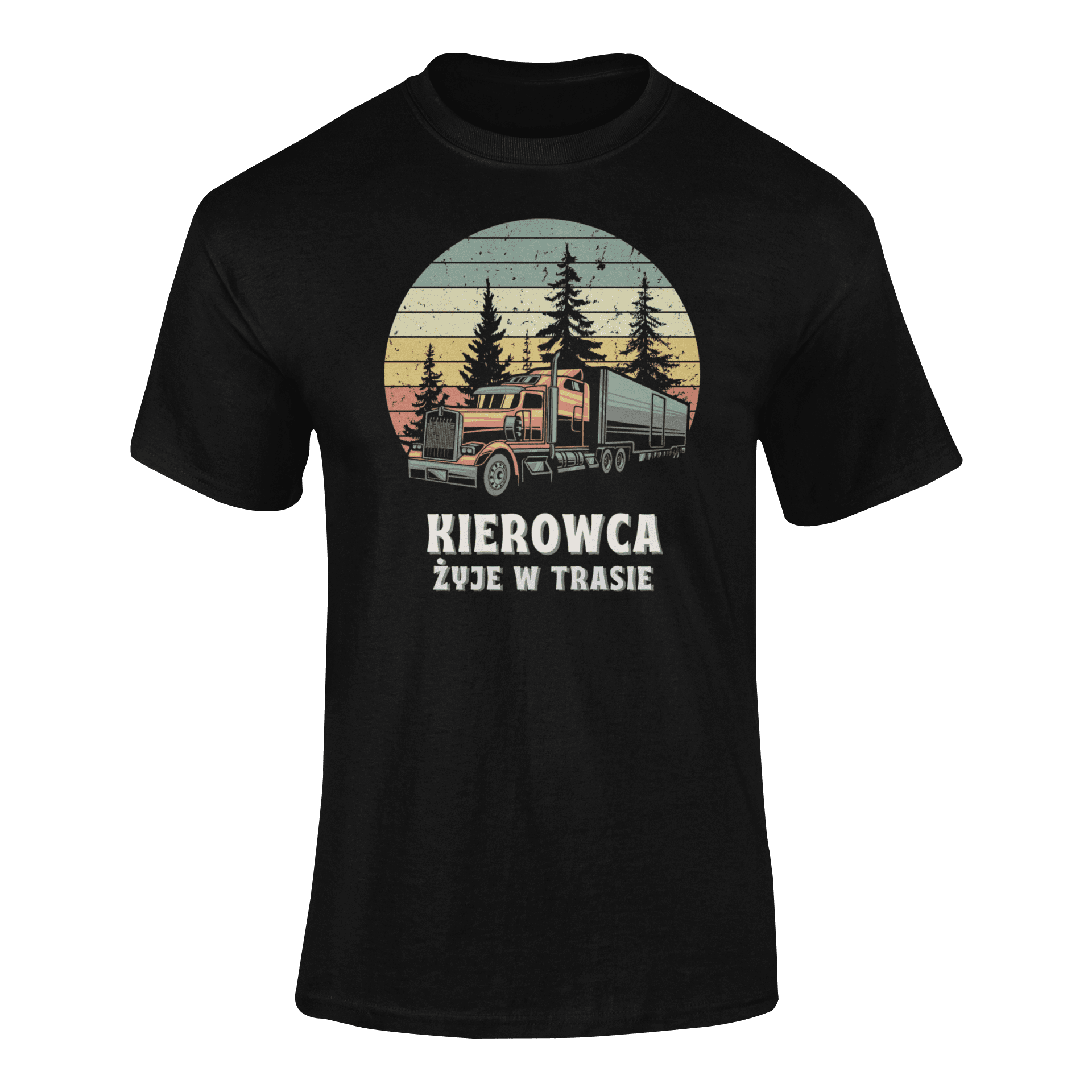 mockup-of-a-ghosted-t-shirt-against-a-customizable-background-41343-r-el2 (48) KIEROWCA ŻYJE W TRASIE- koszulka z nadrukiem - obrazek 1