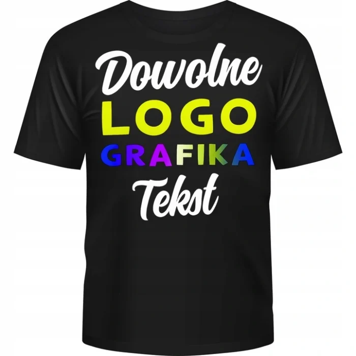 KOSZULKA-Z-WLASNYM-NADRUKIEM-kreator-LOGO-ZDJECIE-NAPIS-WYSOKA-JAKOSC-Kolor-czarny Koszulka z własnym nadrukiem - obrazek 1